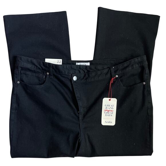 Arula Plus 28.5”‎ High-Rise Cross-Waist Straight Fit Stretch Black Jeans Size 22 - Picture 3 of 9